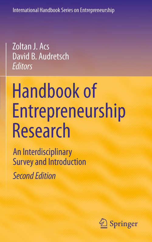 Book cover of Handbook of Entrepreneurship Research