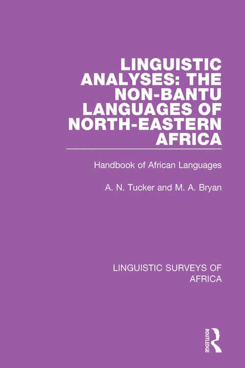 Linguistic Analyses: Handbook of African Languages (Linguistic Surveys of Africa #18)