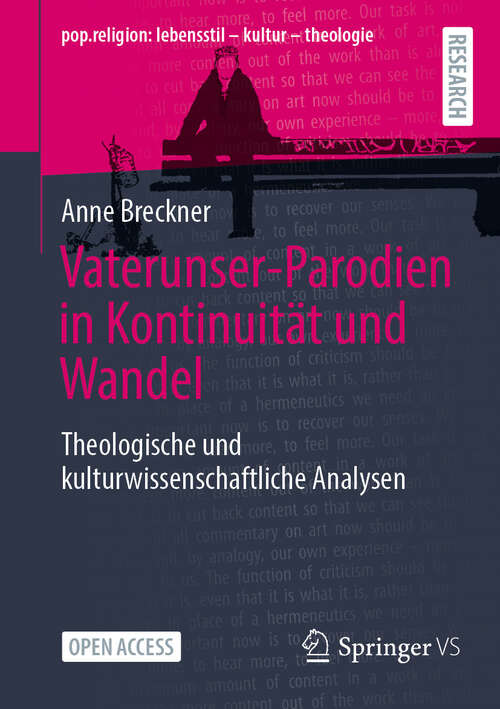 Book cover of Vaterunser-Parodien in Kontinuität und Wandel: Theologische und kulturwissenschaftliche Analysen (pop.religion: lebensstil – kultur – theologie)