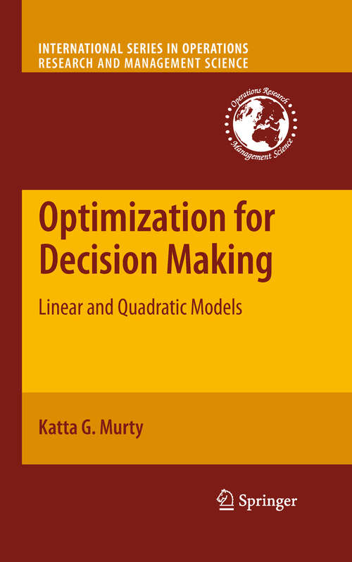 Book cover of Optimization for Decision Making