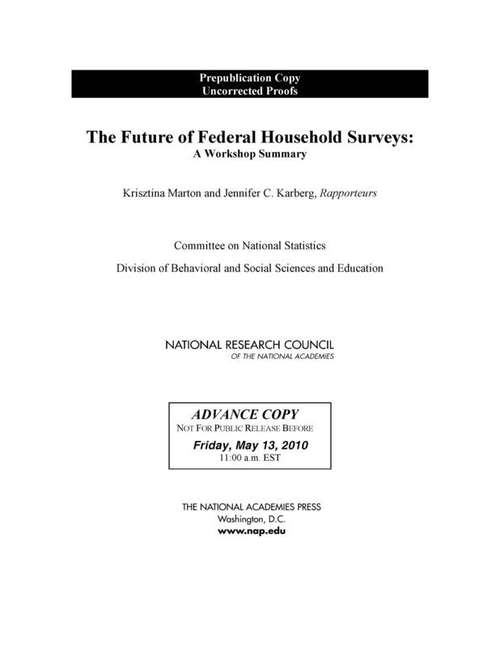 Book cover of The Future of Federal Household Surveys