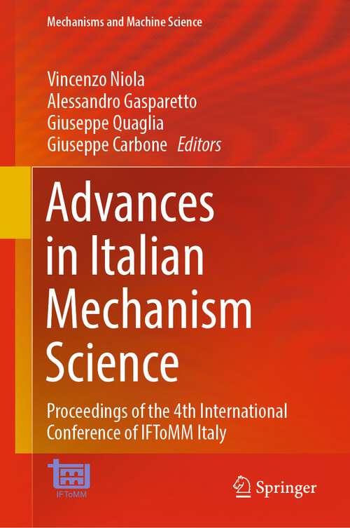 Cover image of Advances in Italian Mechanism Science