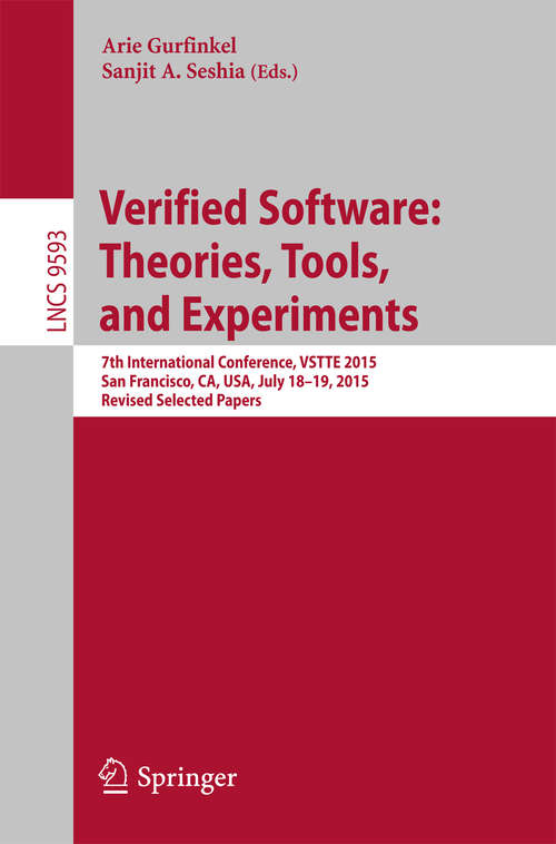 Book cover of Verified Software: Theories, Tools, and Experiments