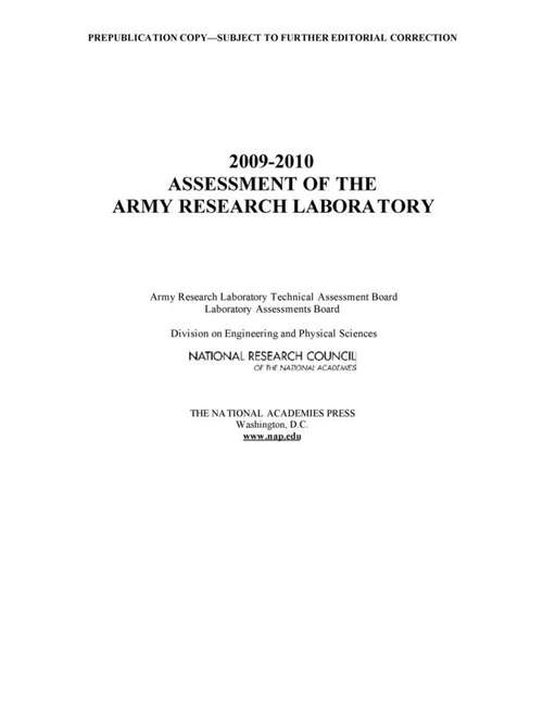 Book cover of 2009-2010 Assessment of the Army Research Laboratory