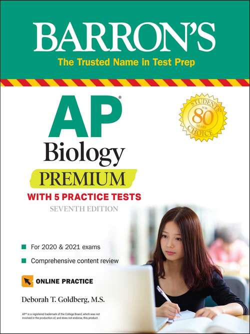 Book cover of AP Biology Premium: With 5 Practice Tests (Seventh Edition) (Barron's Test Prep)