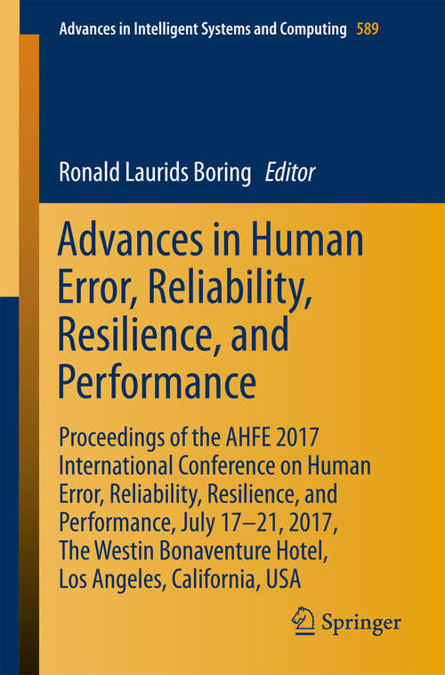 Book cover of Advances in Human Error, Reliability, Resilience, and Performance