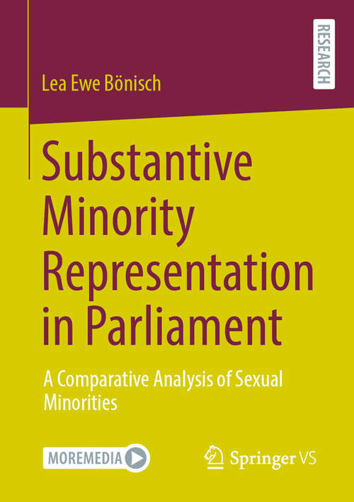 Book cover of Substantive Minority Representation in Parliament: A Comparative Analysis of Sexual Minorities