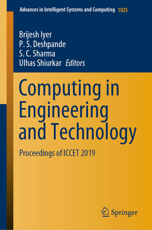 Computing in Engineering and Technology: Proceedings of ICCET 2019 (Advances in Intelligent Systems and Computing #1025)