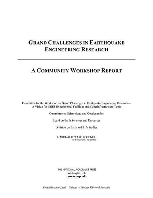 Book cover of Grand Challenges in Earthquake Engineering Research: A Community Workshop Report
