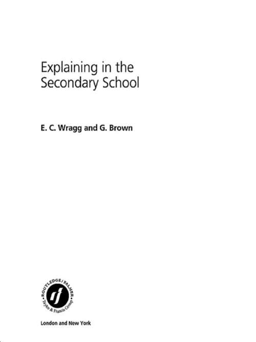 Book cover of Explaining in the Secondary School (2)