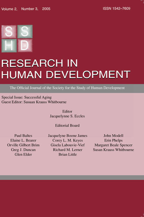 Book cover of Successful Aging: A Special Issue of research in Human Development