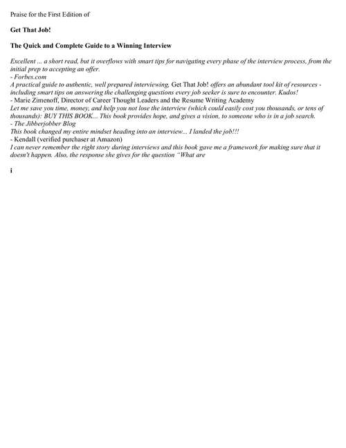 Book cover of Get That Job!: The Quick And Complete Guide To A Winning Interview (2)