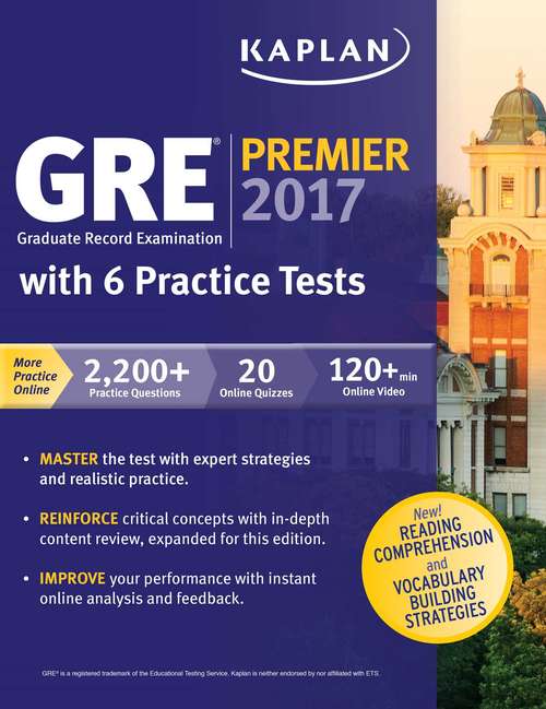 Book cover of GRE Premier 2017 with 6 Practice Tests: Online + Book + Videos + Mobile