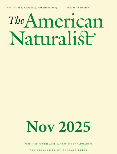 Book cover of The American Naturalist, volume 206 number 5 (November 2025)