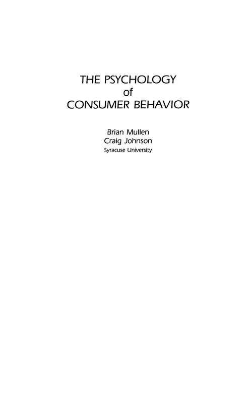 Book cover of The Psychology of Consumer Behavior