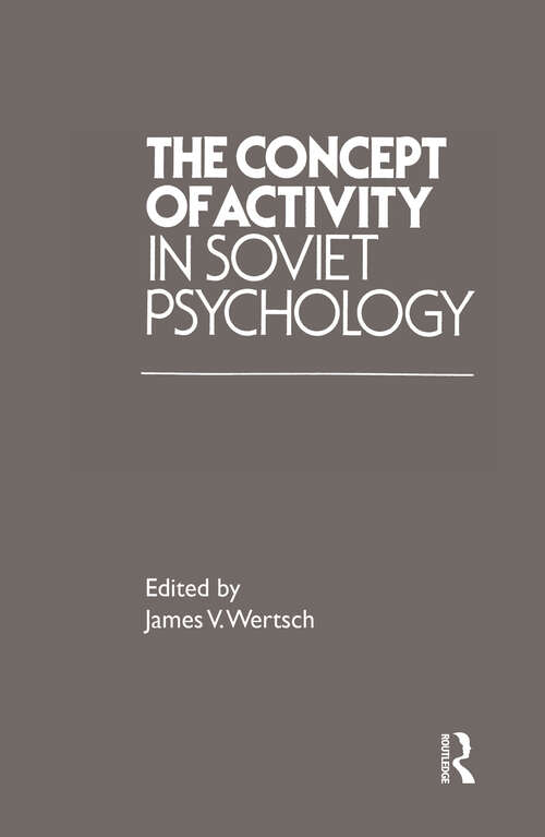Book cover of The Concept of Activity in Soviet Psychology