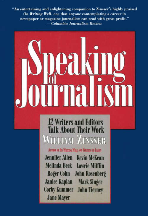 Book cover of Speaking of Journalism
