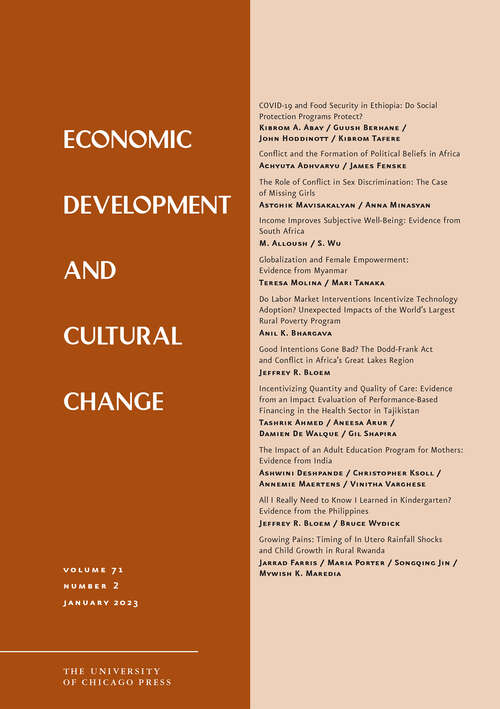 Book cover of Economic Development and Cultural Change, volume 71 number 2 (January 2023)