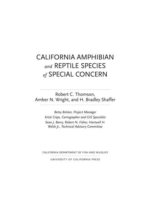 Book cover of California Amphibian and Reptile Species of Special Concern