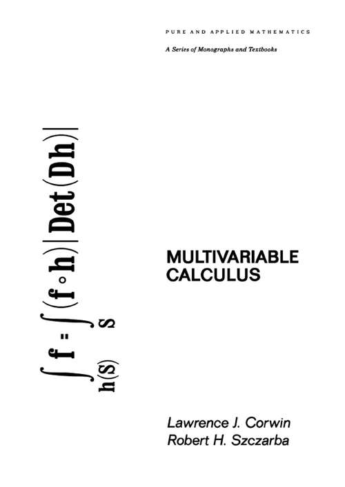 Book cover of Multivariable Calculus (Pure and Applied Mathematics #64)