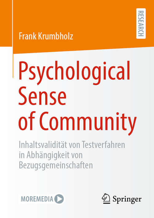 Book cover of Psychological Sense of Community: Inhaltsvalidität von Testverfahren in Abhängigkeit von Bezugsgemeinschaften