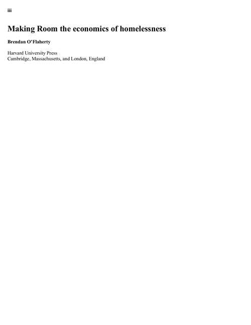 Book cover of Making Room: The Economics Of Homelessness