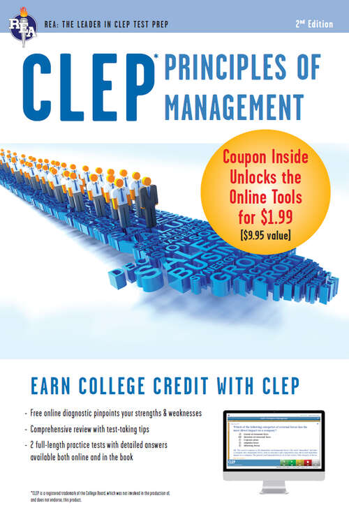 Book cover of CLEP® Principles of Management Book + Online (CLEP Test Preparation)