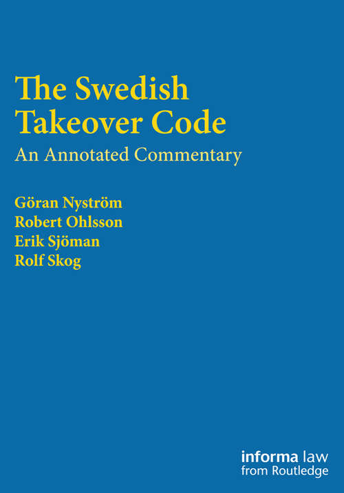 Book cover of The Swedish Takeover Code: An annotated commentary