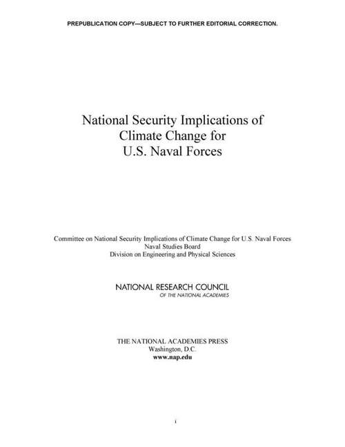Book cover of National Security Implications of Climate Change for U.S. Naval Forces