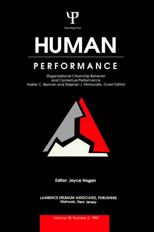 Book cover of Organizational Citizenship Behavior and Contextual Performance: A Special Issue of Human Performance
