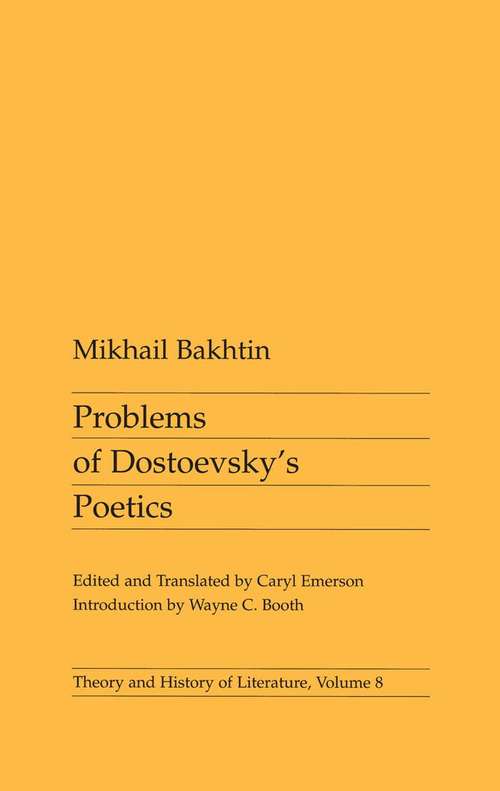 Book cover of Problems of Dostoevsky's Poetics