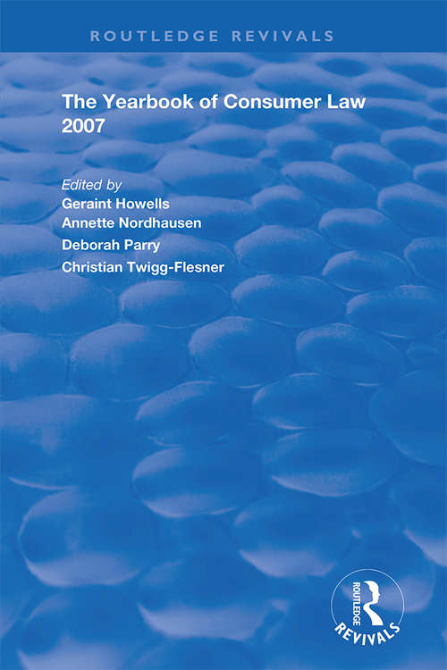 Book cover of The Yearbook of Consumer Law 2007 (Routledge Revivals)