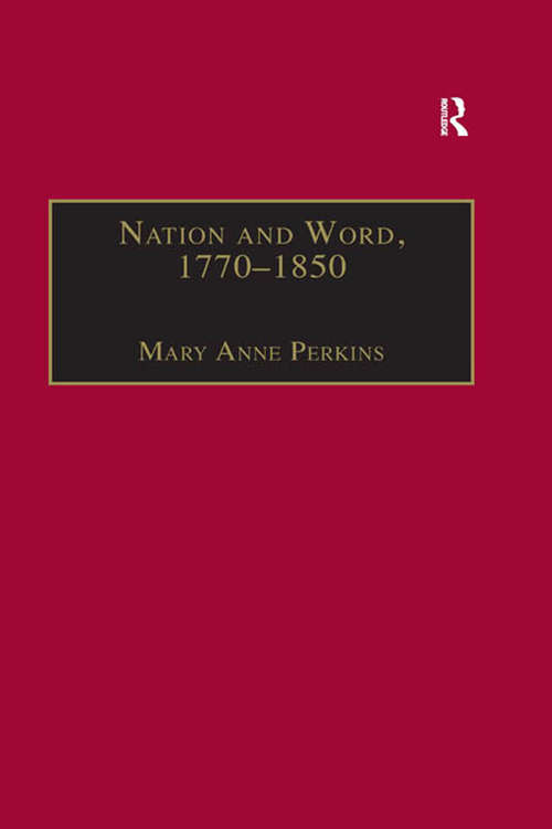 Book cover of Nation and Word, 1770–1850: Religious and Metaphysical Language in European National Consciousness (1)