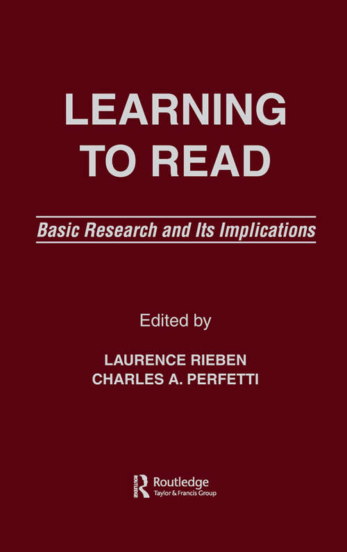 Book cover of Learning To Read: Basic Research and Its Implications