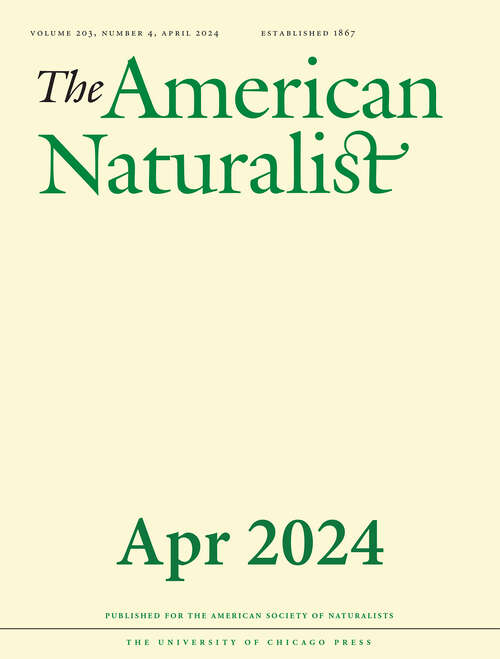 Book cover of The American Naturalist, volume 203 number 4 (April 2024)