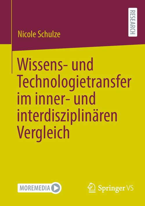 Book cover of Wissens- und Technologietransfer im inner- und interdisziplinären Vergleich (2024)