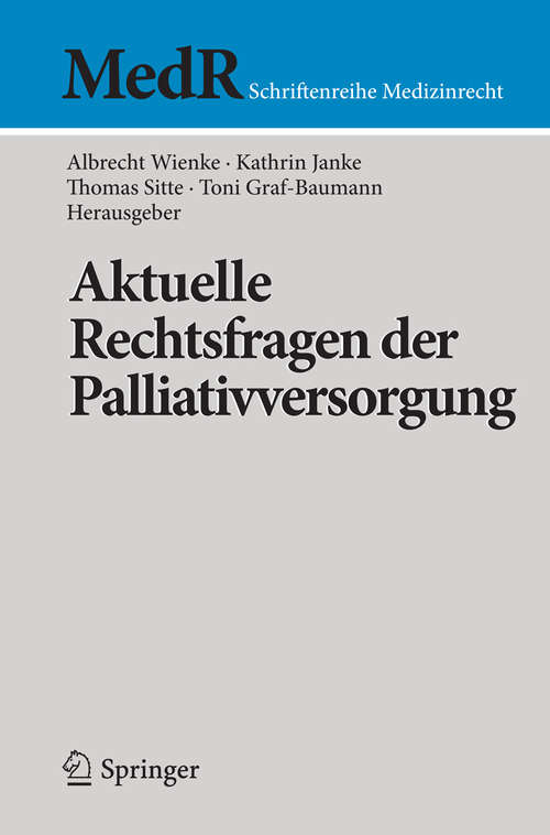 Book cover of Aktuelle Rechtsfragen der Palliativversorgung