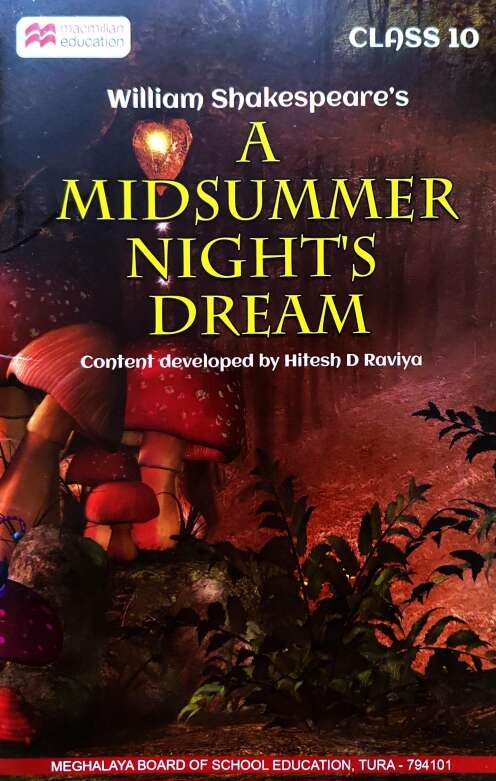 Book cover of A Midsummer Night's Dream by William Shakespeare class 10 - Meghalaya Board