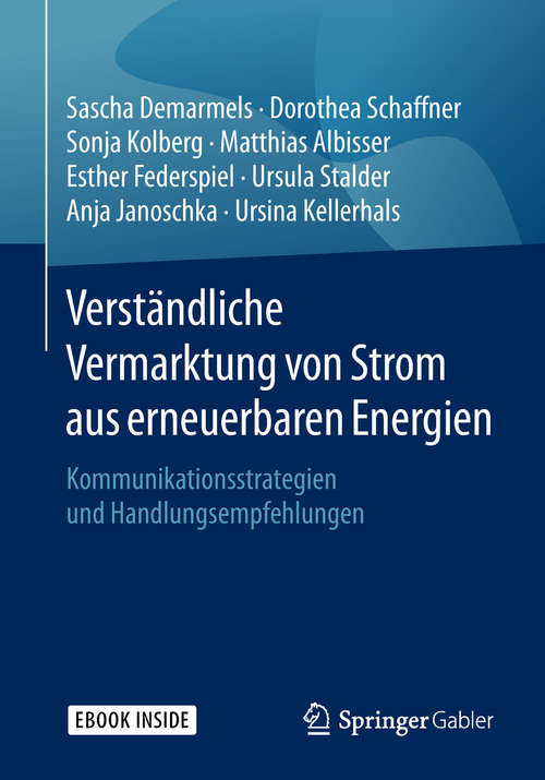 Book cover of Verständliche Vermarktung von Strom aus erneuerbaren Energien