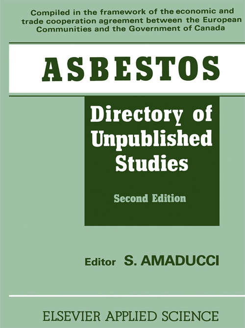 Book cover of Asbestos: Directory of Unpublished Studies (2)