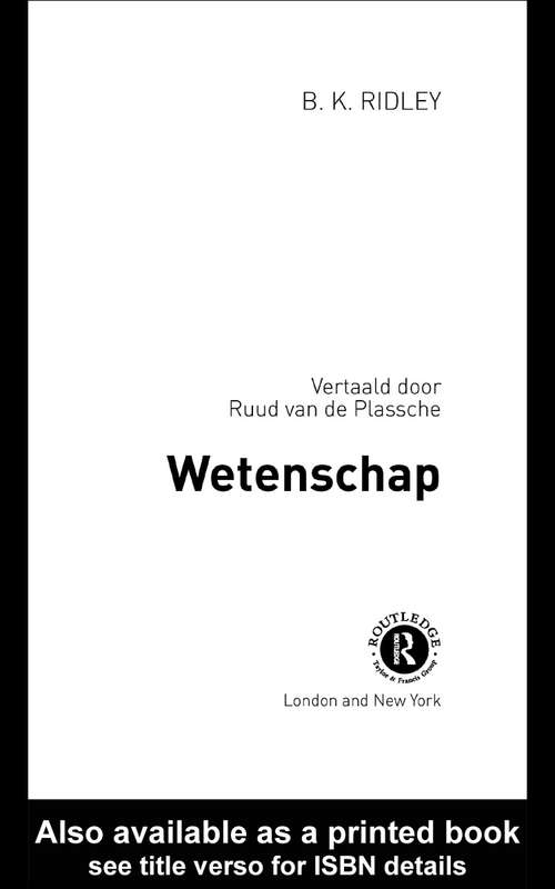 Book cover of Wetenschap (Routledge filosofie)