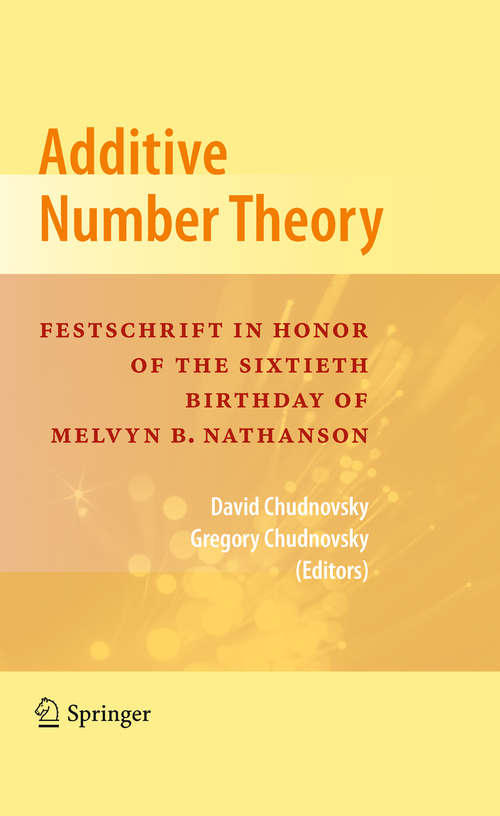 Book cover of Additive Number Theory