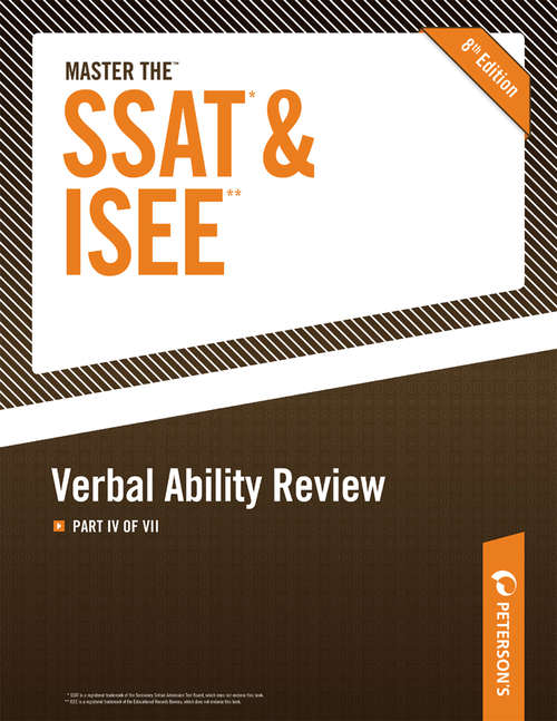 Book cover of Master the SSAT/ISEE: Verbal Ability Review