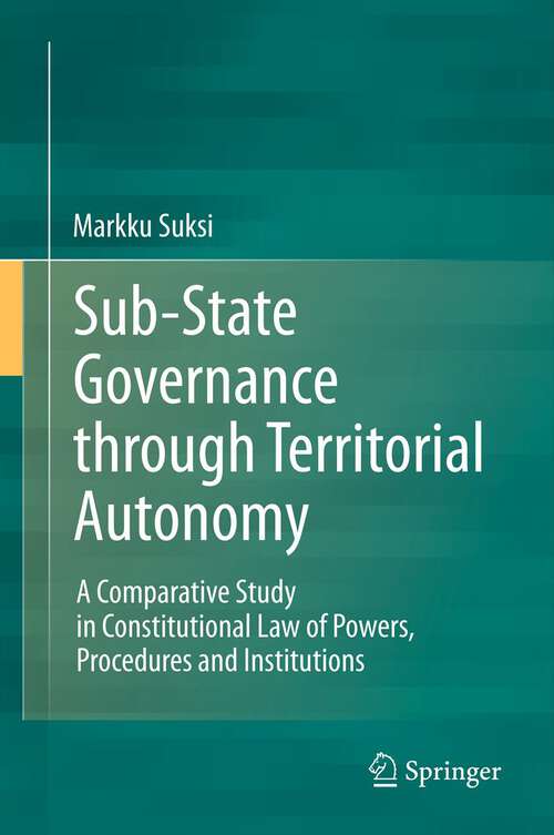 Book cover of Sub-State Governance through Territorial Autonomy