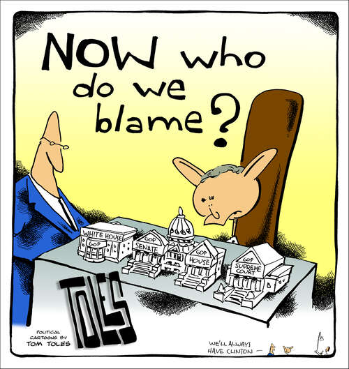 Book cover of NOW Who Do We Blame?: Political Cartoons by Tom Toles