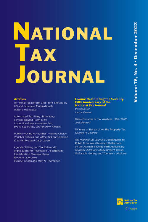 Book cover of National Tax Journal, volume 76 number 4 (December 2023)