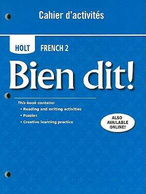 Book cover of Holt French 2, Bien dit! Cahier d’activités