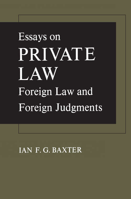 Book cover of Essays on Private Law: Foreign Law and Foreign Judgments