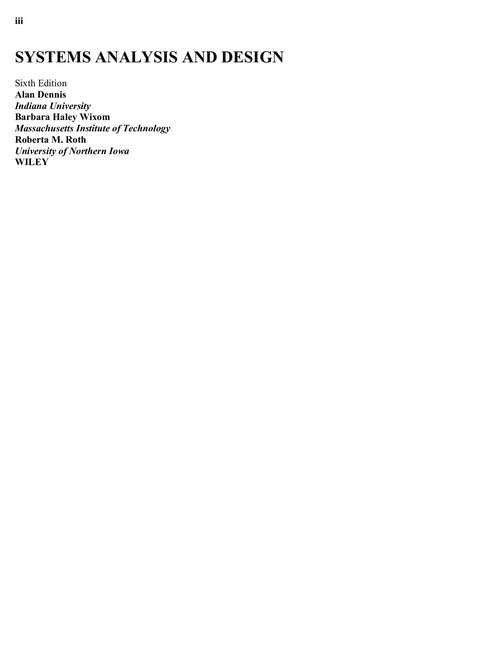 Book cover of Systems Analysis And Design (6)