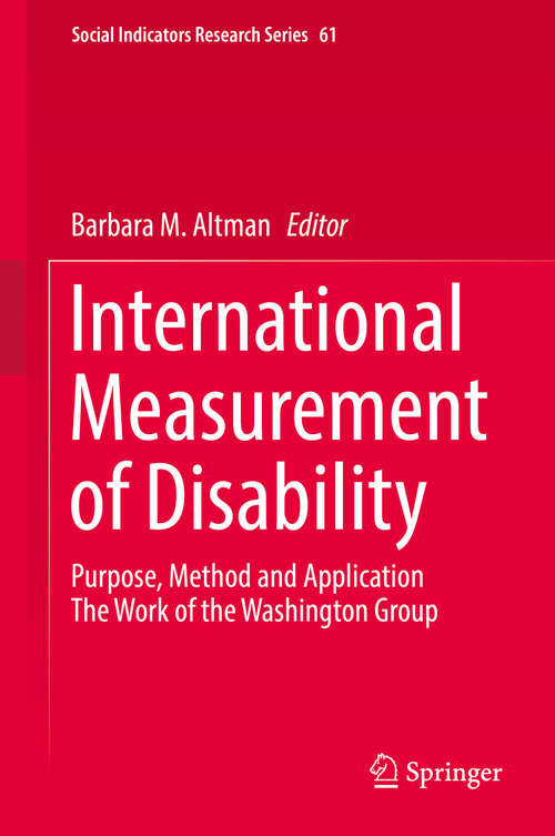 Book cover of International Measurement of Disability